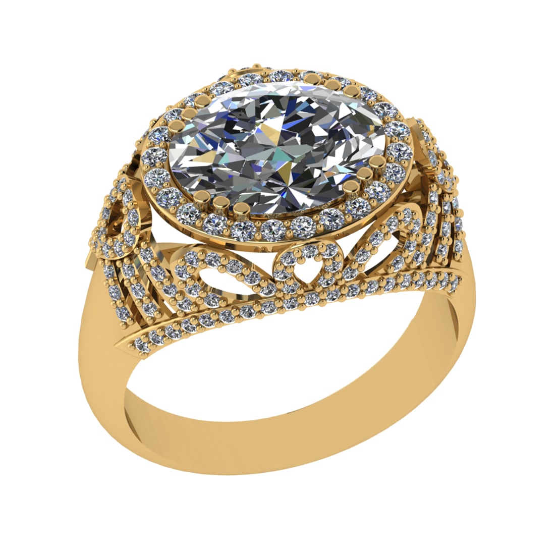 3.45 Ctw VS/SI1 Diamond 14K Yellow Gold Engagement Ring (ALL DIAMOND ARE LA: Center Diamond Weight :-2.50 Ctw ( Oval Cut) Color :- J-K Clarity :VS/SI1 Center Stone Setting : Prong Side Diamond Weight Of Ctw 0.95 Ctw Color : J-K Clarity :VS/SI1 Stone Setting : Prong Metal Weigh