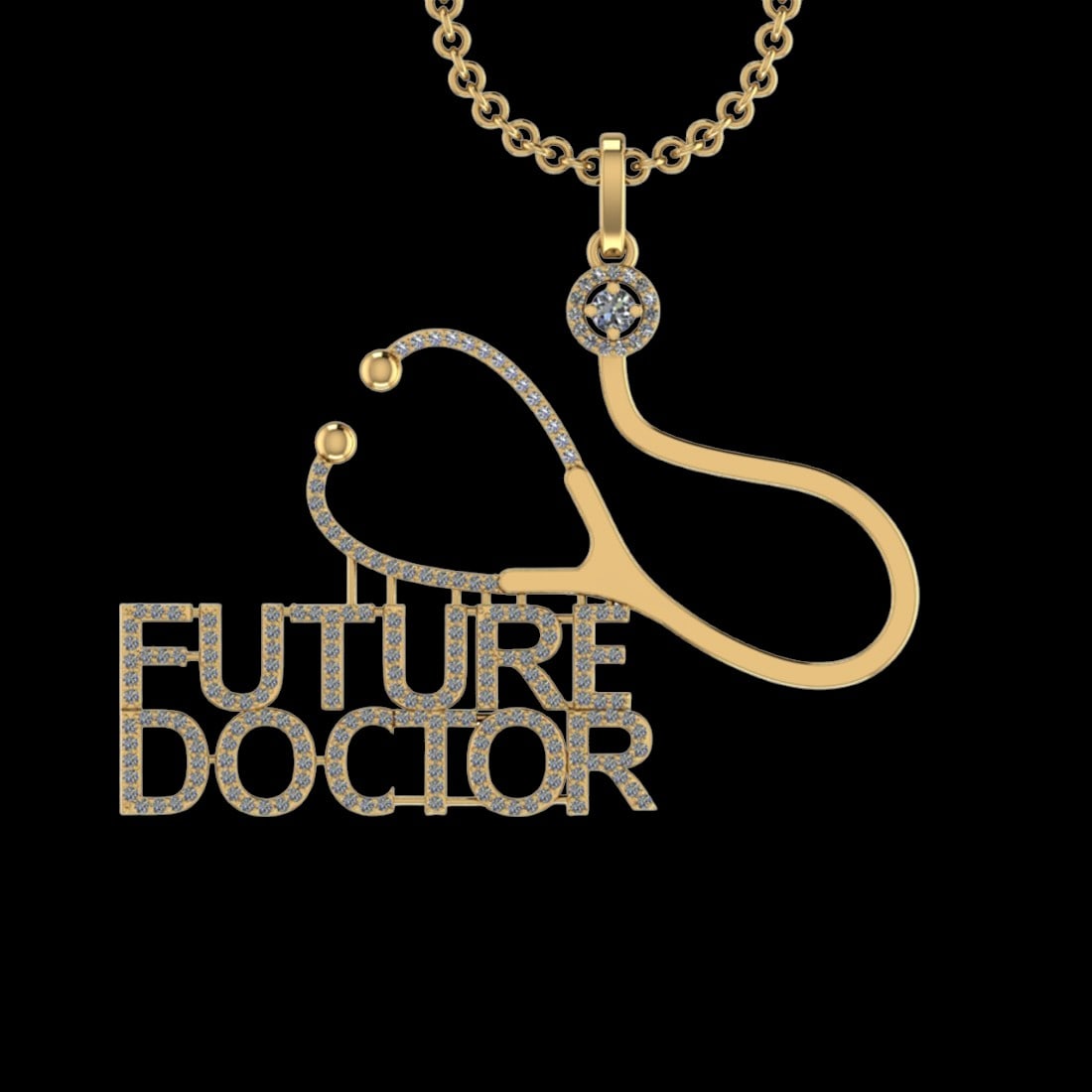 1.52 Ctw VS/SI1 Diamond 10K Yellow Gold Veterinary Doctor theme Pendant (AL (1 of 1)