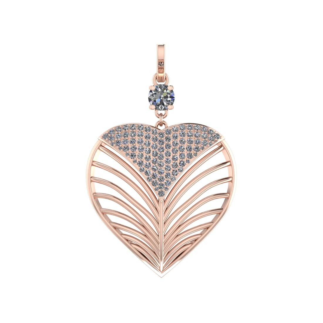2.13 Ctw SI1/SI2 Diamond Prong Set 14k Rose Gold Pendant (ALL DIAMOND ARE L: Center Daimond Weight :-0.84 Ctw ( Round Cut) Color : G-H Clarity : SI1/SI2 Side Diamond Weight Of Ctw 1.29 Ctw Color : G-H Clarity : SI1/SI2 Daimond Setting : Prong Metal Weight : Approx 12.52 gram 1