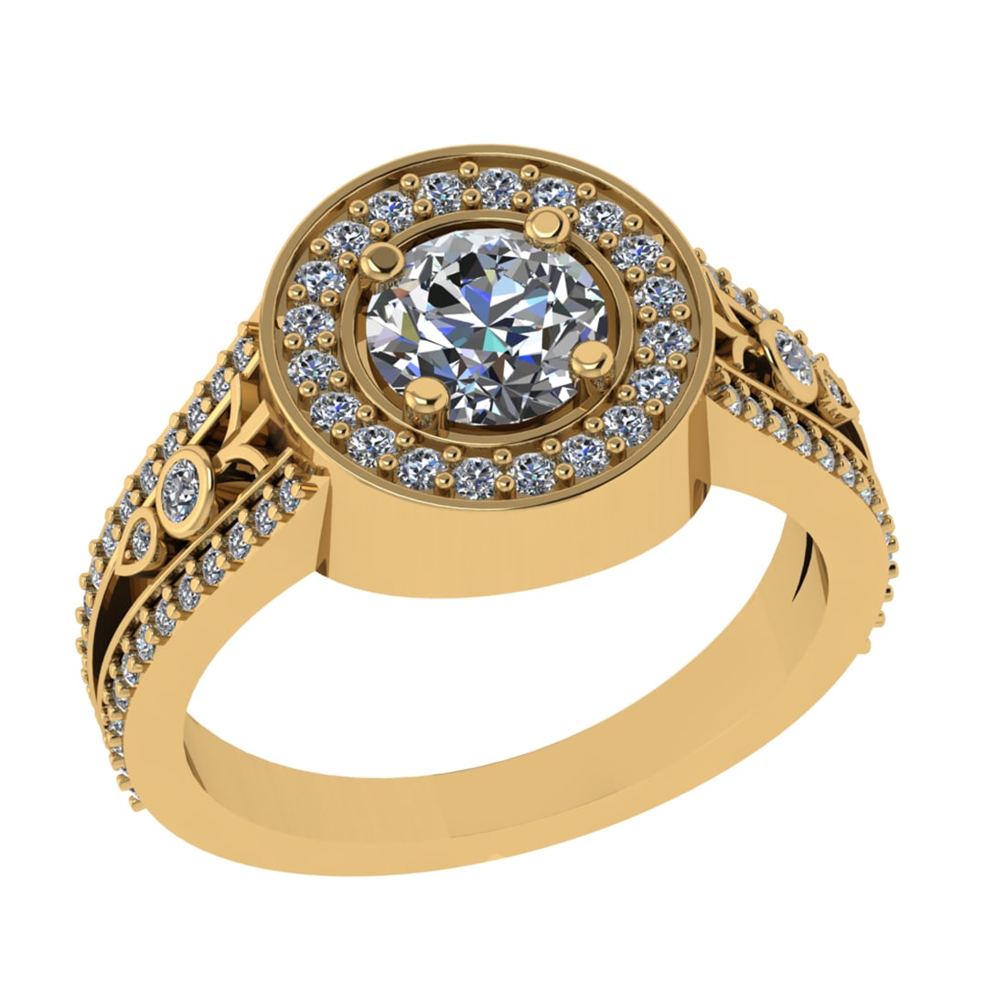 1.36 Ctw VS/SI1 Diamond Prong Set 14k Yellow Gold Engagement Ring (ALL DIAM: Center Daimond Weight :-0.84 Ctw ( Round Cut) Color : G-H Clarity : VS/SI1 Side Diamond Weight Of Ctw 0.52 Ctw Color : G-H Clarity : VS/SI1 Daimond Setting : Prong Metal Weight : Approx 5.38 gram 14k 