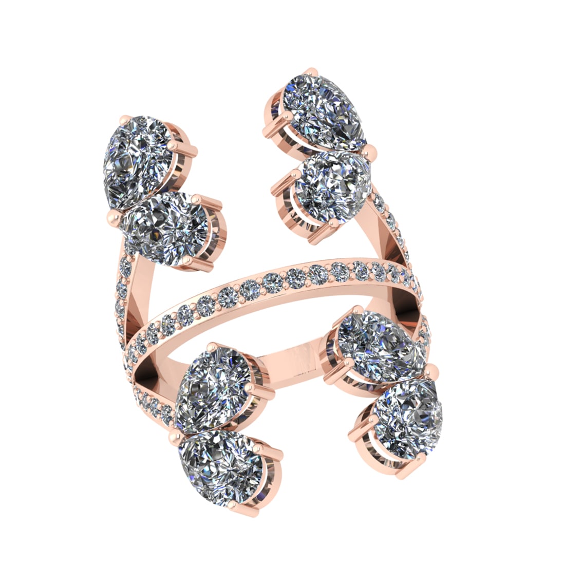 6.73 Ctw SI2/SI1 Diamond Prong Set 14k Rose Gold Engagement Ring: Center Daimond Weight :-6.00 Ctw ( Pear Cut) Color : G-H Clarity : SI2/SI1 Side Diamond Weight Of Ctw 0.73 Ctw Color : G-H Clarity : SI2/SI1 Daimond Setting : Prong Metal Weight : Approx 6.64 gram 14k