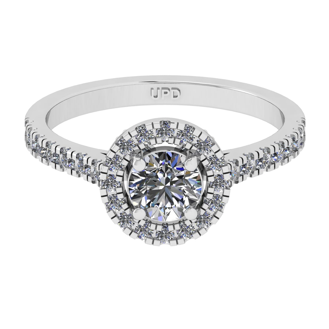 1.00 Ctw VS/SI1 Diamond 14k white Gold Hiden Halo Engagement Ring (ALL DIAM: Center Daimond Weight :-0.60 Ctw ( Round Cut) Color : G-H Clarity : VS/SI1 Side Diamond Weight Of Ctw 0.40 Ctw Ctw Color : G-H Clarity : VS/SI1 Daimond Setting : Prong Metal Weight : Approx 3.60 gram 