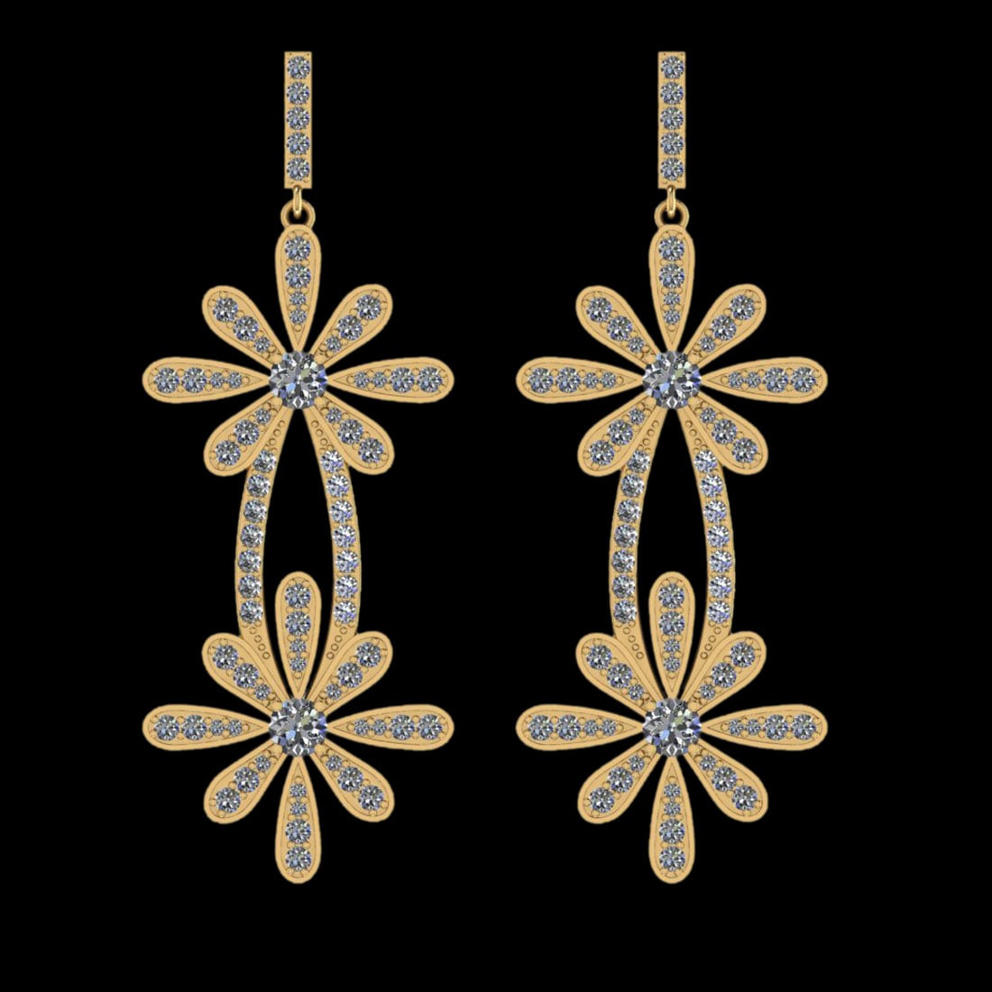 6.20 Ctw VS/SI1 Diamond 10K Yellow Gold Dangling Earrings: Diamond Weight : 6.20 Ctw ( Round Cut ) Diamond Stone Color : J-K Stone Clarity : VS/SI1 Stone Setting : Prong Metal Weight : Approx 13.50 Gram 10K Yellow Gold Dangling Earrings (ALL DIAMOND ARE LAB
