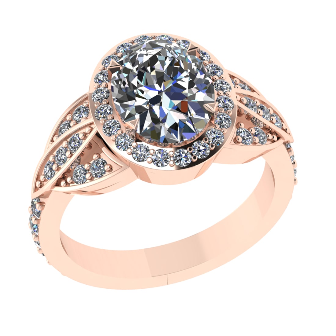 3.26 Ctw VS/SI1 Diamond 14k Rose Gold Engagement Ring: Center Daimond Weight :-2.50 Ctw ( Oval Cut) Color : G-H Clarity : VS/SI1 Side Diamond Weight Of Ctw 0.76 Ctw Color : G-H Clarity : VS/SI1 Daimond Setting : Prong Metal Weight : Approx 6.06 gram 14k R