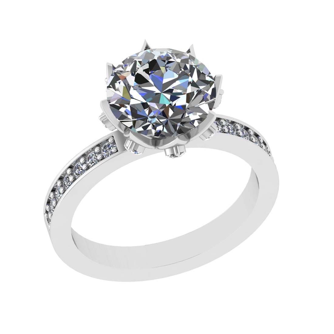 2.59 Ctw VS/SI1 Diamond 14k white Gold Engagement Ring (ALL DIAMOND ARE LAB: Center Daimond Weight :-2.20 Ctw ( Roundr Cut) Color : G-H Clarity : VS/SI1 Side Diamond Weight Of Ctw 0.39 Ctw Color : G-H Clarity : VS/SI1 Daimond Setting : Prong Metal Weight : Approx 3.95 gram