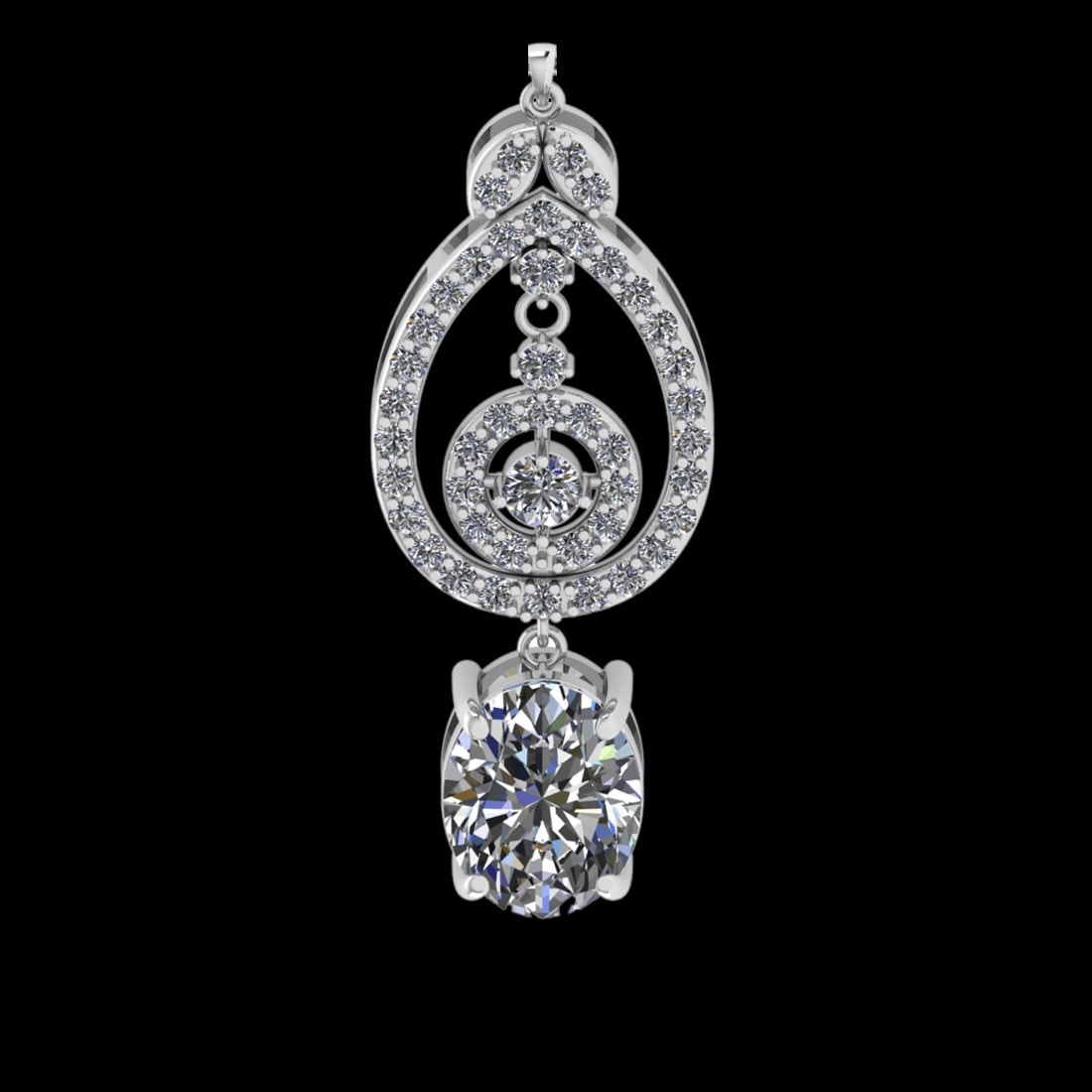 6.87 Ctw VS/SI1 Diamond Prong Set 18k white Gold Pendant (ALL DIAMOND ARE L: Center Daimond Weight :-5.05 Ctw ( Oval Cut) Color : G-H Clarity : VS/SI1 Side Diamond Weight Of Ctw 1.82 Ctw Color : G-H Clarity : VS/SI1 Daimond Setting : Prong Metal Weight : Approx 7.58 gram 18k W