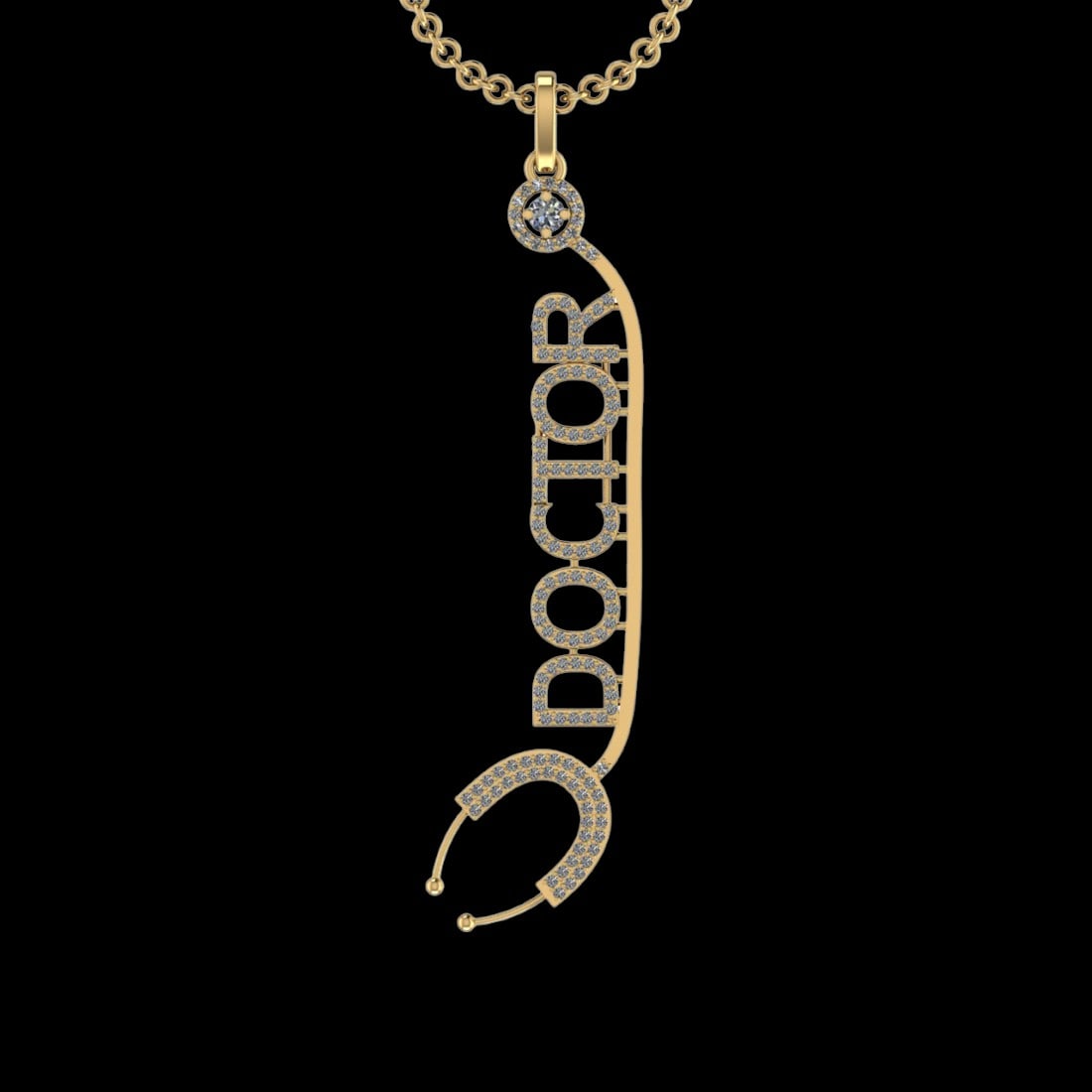 1.24 Ctw VS/SI1 Diamond 10K Yellow Gold Veterinary Doctor theme Pendant (AL (1 of 1)