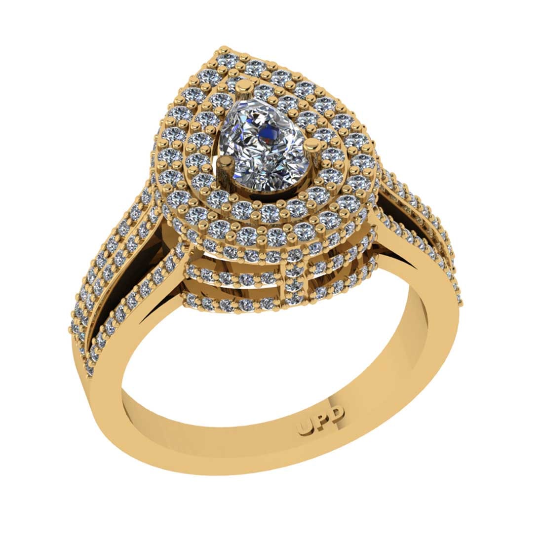 1.88 Ctw VS/SI1 Diamond 14K Yellow Gold Engagement Ring: Center Diamond Weight : 0.75 Ctw (Pear Cut) Center Diamond Color :-G-H Center Stone Setting : Prong Clarity : VS/SI1 Total Weight Of Ctw 1.13 Ctw Color : G-H Clarity : VS/SI1 Stone Setting : Prong Met