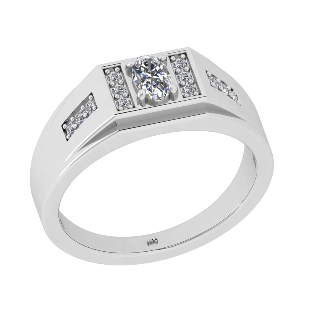 0.35 Ctw VS/SI1 Diamond 10K White Gold Engagement Ring (ALL DIAMOND ARE LAB: Center Diamond Weight : 0.25 Ctw (Oval Cut) Color : J-K Clarity : VS/SI1 Setting : Prong Side Weight Of Ctw 0.10 Ctw Color : J-K Clarity : VS/SI1 Stone Setting : Prong Metal Weight : Approx 4.50 gram 