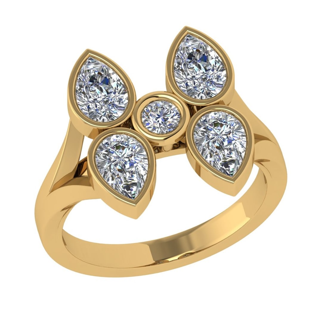 2.11 Ctw SI2/SI1 Diamond Bezel Set 14k Yellow Gold Solitaire Ring: Center Daimond Weight :-2.11 Ctw ( Pear & Round Cut) Color : G-H Clarity : SI2/SI1 Daimond Setting : Bezel Metal Weight : Approx 5.60 gram 14k Yellow Gold Solitaire Ring Current Ring Size 6 (ALL DIAMO