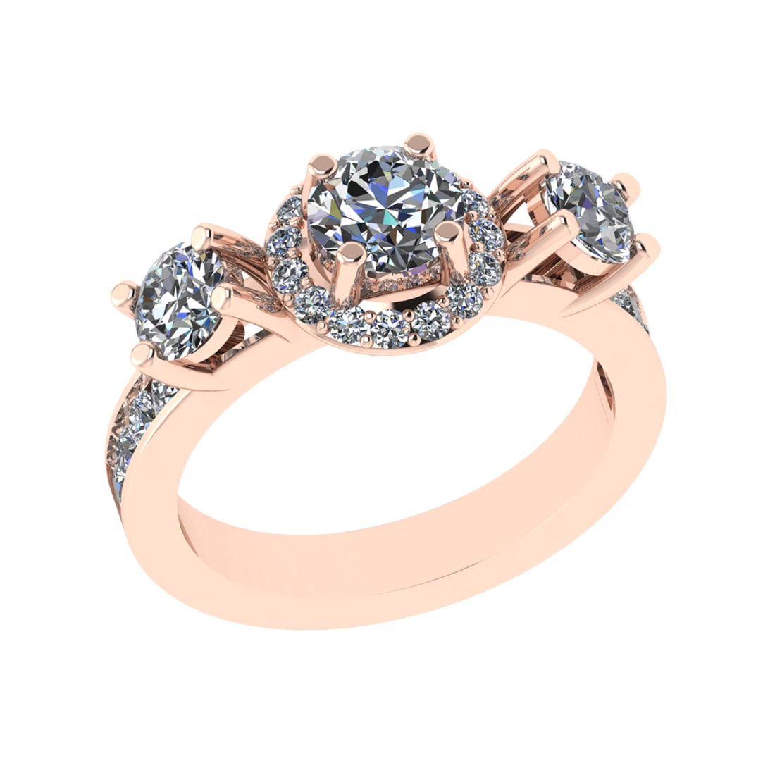 2.30 Ctw SI1/SI2 Diamond Prong Set 14k Rose Gold Engagement Ring (ALL DIAMO: Center Daimond Weight :-0.84 Ctw ( Round Cut) Color : G-H Clarity : SI1/SI2 Side Diamond Weight Of Ctw 1.46 Ctw Color : G-H Clarity : SI1/SI2 Daimond Setting : Prong Metal Weight : Approx 4.91 gram 14