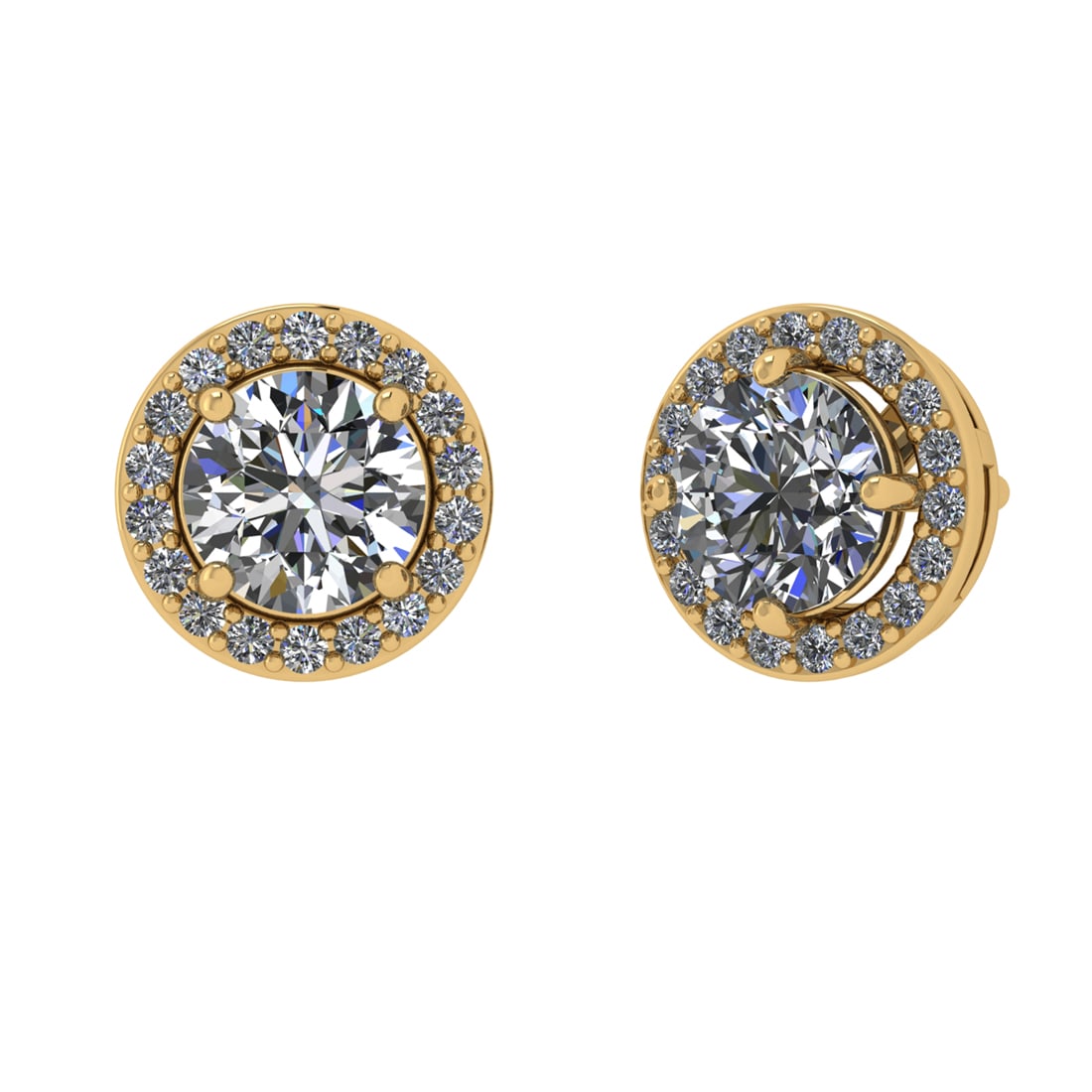 1.18 Ctw VS/SI1 Diamond 14k Yellow Gold Stud Earrings (ALL DIAMOND ARE LAB: Center Daimond Weight :-1.00 Ctw ( Round Cut) Color : G-H Clarity : VS/SI1 Side Diamond Weight Of Ctw 0.18 Ctw Color : G-H Clarity : VS/SI1 Daimond Setting : Prong Metal Weight : Approx 1.57 gram 14k 