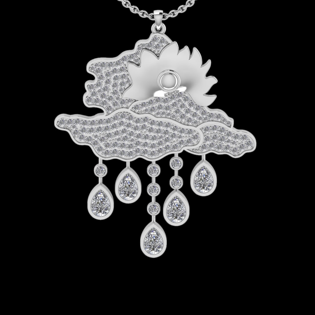 3.35 Ctw VS/SI1 Diamond 18K White Gold Necklace (ALL DIAMOND ARE LAB GROWN: Center Diamond Weight :- 2.50 Ctw (Pear cut) Color :- G-H Clarity : VS/SI1 Center Stone Setting : Prong Side Diamond Weight Of Ctw 0.85 Ctw Color : G-H Clarity : VS/SI1 Stone Setting : Prong Metal