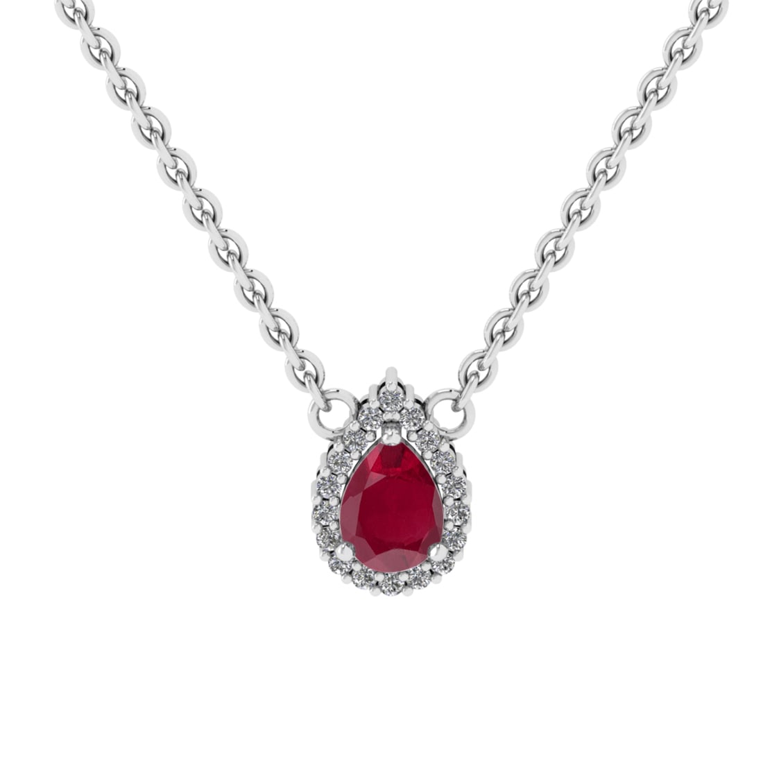 0.89 Ctw VS/SI1 Ruby and Diamond Prong Set 14K White Gold Necklace (ALL DIA (1 of 1)