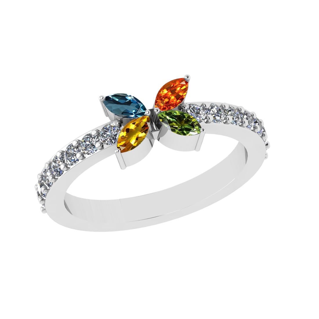 0.89 Ctw VS/SI1 Multi Sapphire and Diamond 14k white Gold Engagement Ring (: Multi Stone Weight :-0.40 Ctw ( Marquise Cut) Multi Stone Color :- Orange,Green,Yellow,sparkle Sapphire Center Stone Setting : Prong Side Diamond Weight Of Ctw :- 0.49 Ctw Color : F-G Clarity : VS/SI1