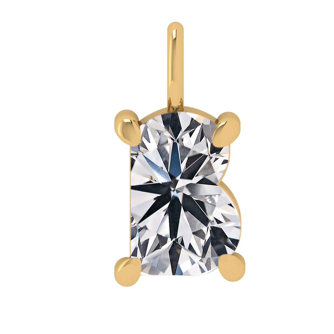 0.79 ctw VS Diamond Style Prong Set 14k Yellow Gold Alphabet-B Pendant (ALL: Total Daimond Weight :-0.79 Ctw Color : White Clarity : VS Setting : Prong Metal Weight : Approx 2.90 gram 14k Yellow Gold Alphabet-B Pendant (ALL LAB GROWN Diamond ) #3SS96041v15