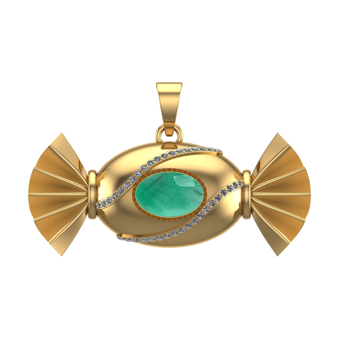 4.94 Ctw VS/SI1 Emerald and Diamond 14k Yellow Gold Pandant (ALL DIAMOND AR: Center Stone Weight :-4.50 Ctw ( Oval Cut) Center Stone Color :-Emerald Center Stone Setting : Prong Side Diamond Weight Of Ctw :- 0.44 Ctw Color : J-K Clarity : VS/SI1 Daimond Setting : Prong Metal W