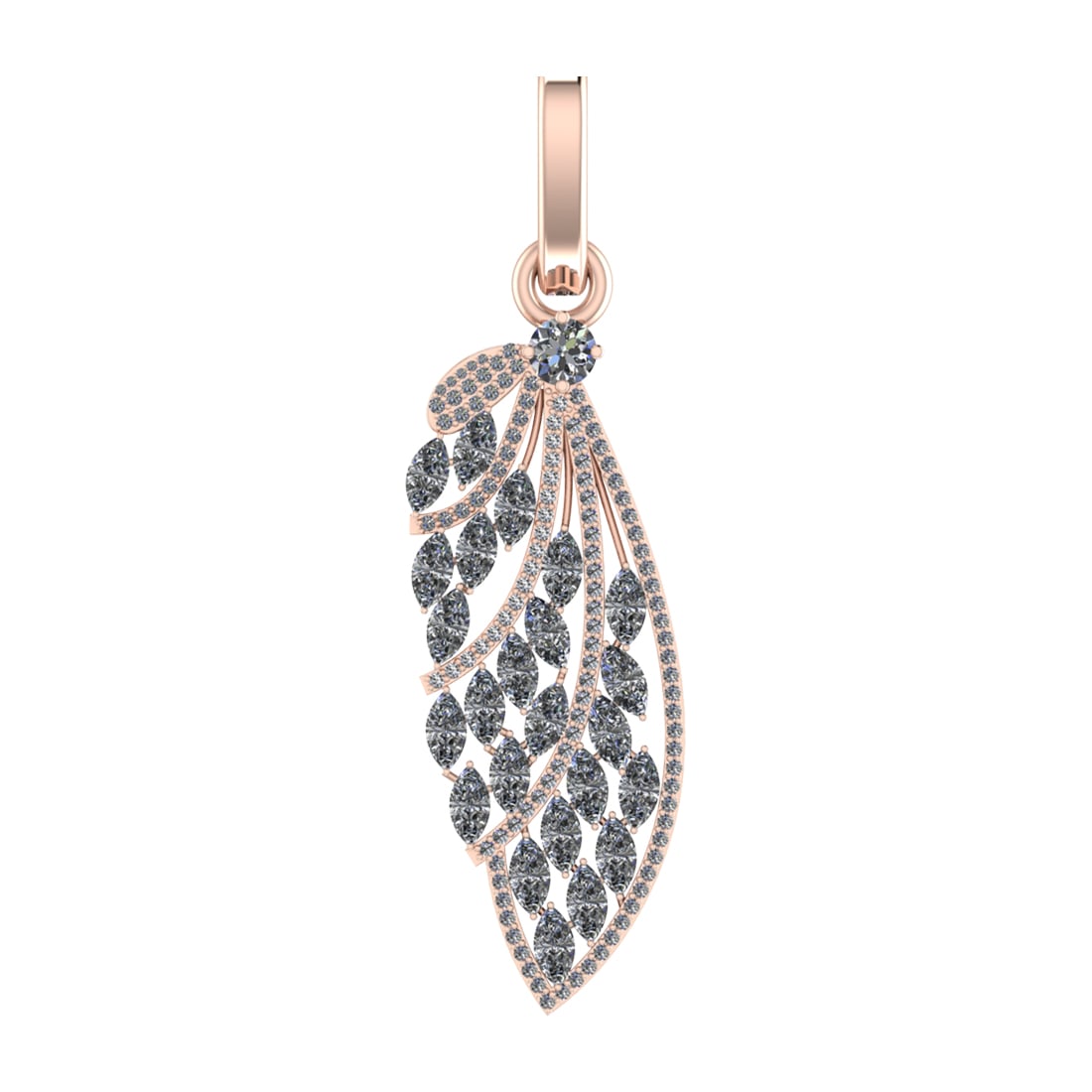 7.40 Ctw SI2/SI1 Emerald and Diamond 14k Rose Gold Pendant (ALL DIAMOND ARE: Center Stone Weight :-6.50 Ctw ( Marquise & Round Cut) Center Stone Color :-Emerald Center Stone Setting : Prong Side Diamond Weight Of Ctw 0.90 Ctw Color : G-H Clarity : SI2/SI1 Stone Setting : Prong
