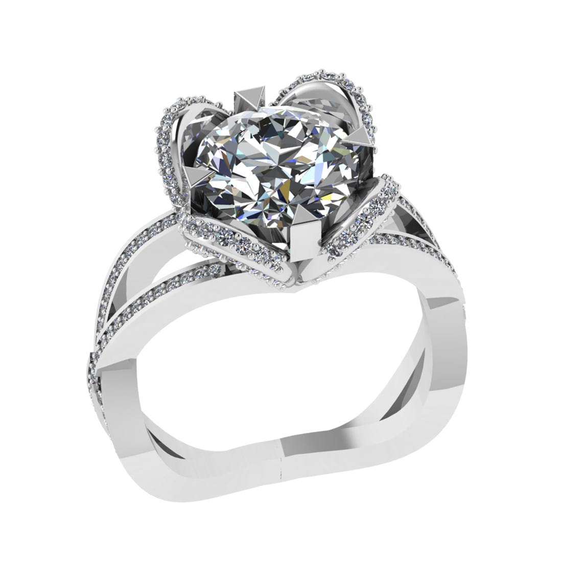 3.40 Ctw VS.SI1 (ALL DIAMOND ARE LAB GROWN ) Diamond 14k white Gold Engagem: Center Daimond Weight :-2.75 Ctw ( Round Cut) Color : G-H Clarity : VS.SI1 (ALL DIAMOND ARE LAB GROWN ) Side Diamond Weight Of Ctw 0.65 Ctw Color : G-H Clarity : VS.SI1 (ALL DIAMOND ARE LAB GROWN ) Da