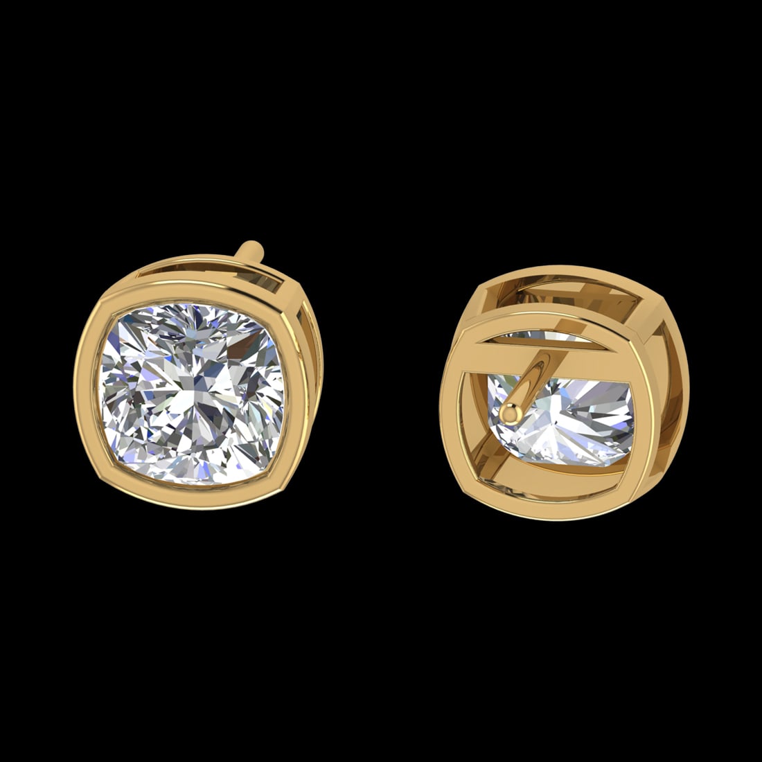 3.60 Ctw VS/SI1 Diamond Bezel Set 14k Yellow Gold Stud Earrings (ALL DIAMON: Center Diamond Weight :-3.60 Ctw ( 2 Pec Cushion Cut ) Color :-G-H (ALL DIAMOND ARE LAB GROWN ) Clarity : VS/SI1 Setting : Bezel Metal Weight : Approx 1.95 Gram 14k Yellow Gold Stud Earrings (ALL DIAM