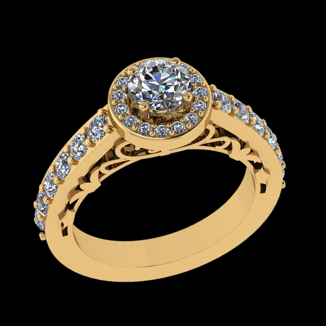1.66 Ctw VS/SI1 Diamond Prong Set 18k Yellow Gold Engagement Ring (ALL DIAM: Center Daimond Weight :-0.66 Ctw ( Round Cut) Color : G-H Clarity : VS/SI1 Side Diamond Weight Of Ctw 1.00 Ctw Color : G-H Clarity : VS/SI1 Daimond Setting : Prong Metal Weight : Approx 5.68 gram 18k