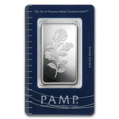 PAMP Suisse 10g Silver Bar ? Rosa (Rose) design (1 of 1)