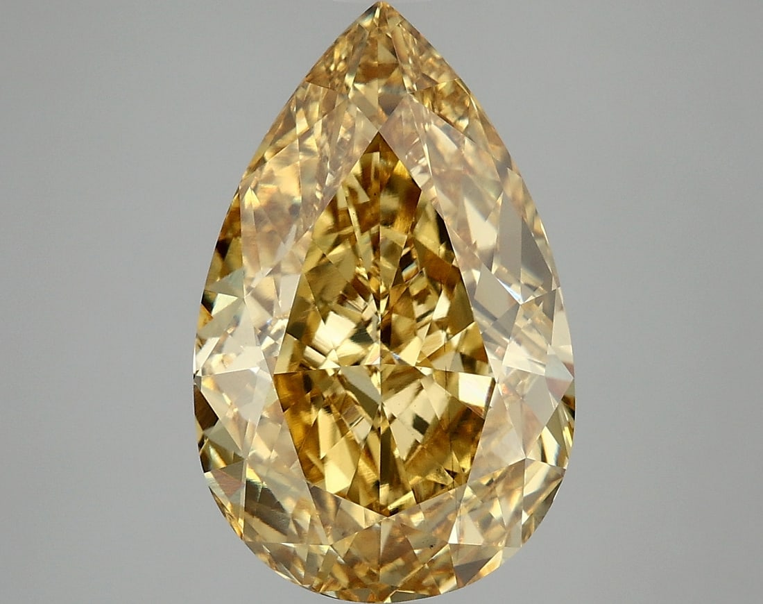 6.09 ctw. VS2 IGI Certified Pear Cut Loose Diamond (LAB GROWN): IGI Certified Pe Cut Loose Diamond (LAB GROWN) - Weight :- 6.09 ctw; Color :- Fancy Vivid Yellow; Clarity :-VS2 #3SS24255v15