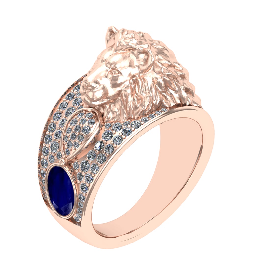 1.57 Ctw VS/SI1 Blue Sapphire and Diamond 14K Rose Gold Engagement Ring (AL: Center stone Weight :-0.75 Ctw ( Oval Cut) Center Stone Color :- Blue Sapphire Center Stone Setting : Prong Side Diamond Weight Of Ctw 0.82 Ctw Color : G-H Clarity : VS/SI1 Stone Setting : Prong Metal