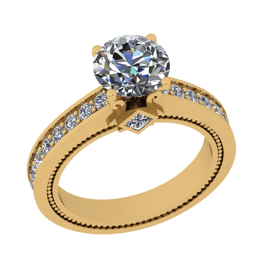 2.71 Ctw SI1/SI2 Diamond Prong Set 14k Yellow Gold Engagement Ring: Center Daimond Weight :-2.00 Ctw ( Round Cut) Color : G-H Clarity : SI1/SI2 Side Diamond Weight Of Ctw 0.71 Ctw Color : G-H Clarity : SI1/SI2 Daimond Setting : Prong Metal Weight : Approx 6.06 gram 14