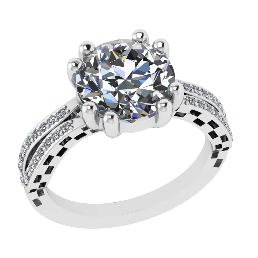 2.97 Ctw SI2/SI1 Diamond 14k white Gold Engagement Ring (ALL DIAMOND ARE LA: Center Daimond Weight :-2.75 Ctw ( Round Cut) Color : G-H Clarity : SI2/SI1 Side Diamond Weight Of Ctw 0.22 Ctw Color : G-H Clarity : SI2/SI1 Daimond Setting : Prong Metal Weight : Approx 4.68 gram 14