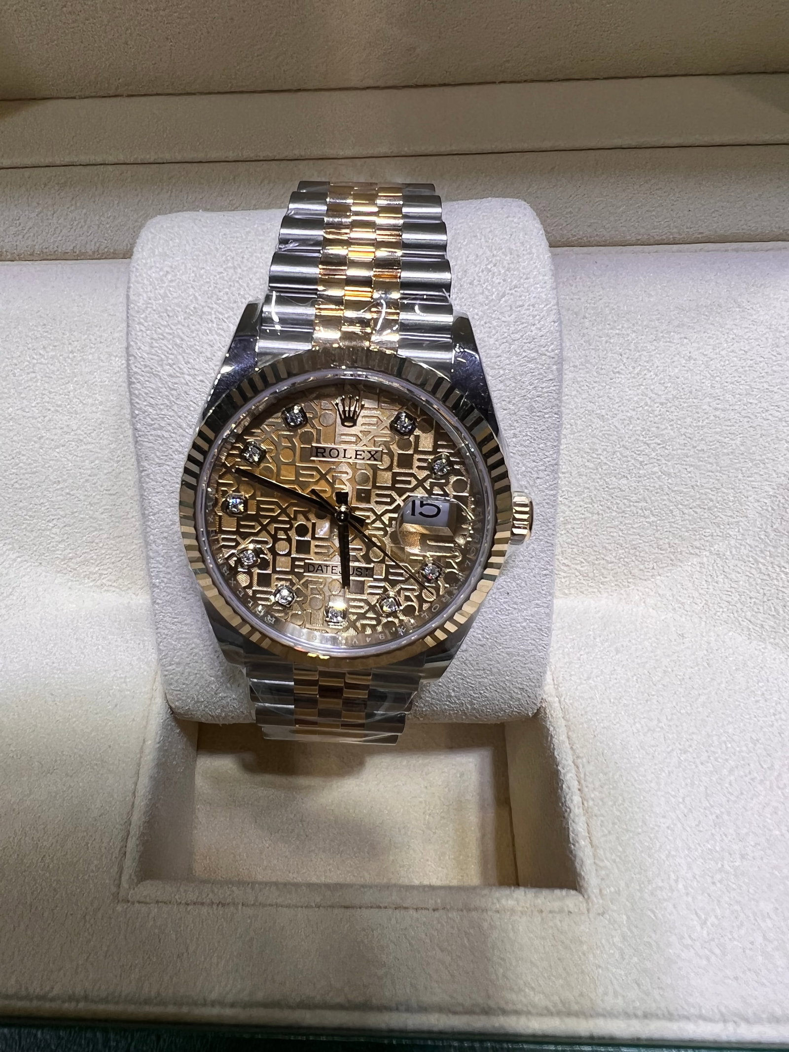 TWO-TONE OYSTERPERPETUAL 36MM W/ FACTORY DIAMONDS COMES WITH BOX AND PAPER (1 of 3)