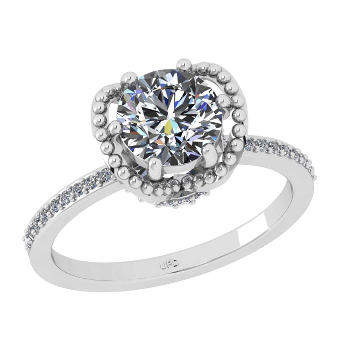 1.29 Ctw VS/SI1 Diamond 10K White Gold Engagement Hiden Halo Ring: Center Diamond Weight : 1.10 Ctw ( Round Cut) Center Diamond Color :-J-K Center Stone Setting : Prong Clarity : VS/SI1 Total Weight Of Ctw 0.19 Ctw Color : J-K Clarity : VS/SI1 Stone Setting : Prong M