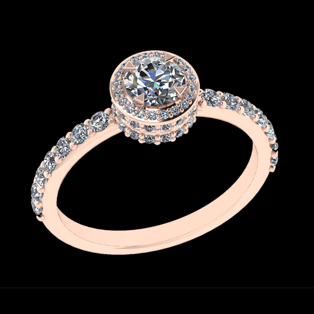 1.21 Ctw VS/SI1 Diamond Prong Set 18k Rose Gold Engagement Ring (ALL DIAMON: Center Daimond Weight :-0.50 Ctw ( Round Cut) Color : G-H Clarity : VS/SI1 Side Diamond Weight Of Ctw 0.71 Ctw Color : G-H Clarity : VS/SI1 Daimond Setting : Prong Metal Weight : Approx 4.28 gram 18k