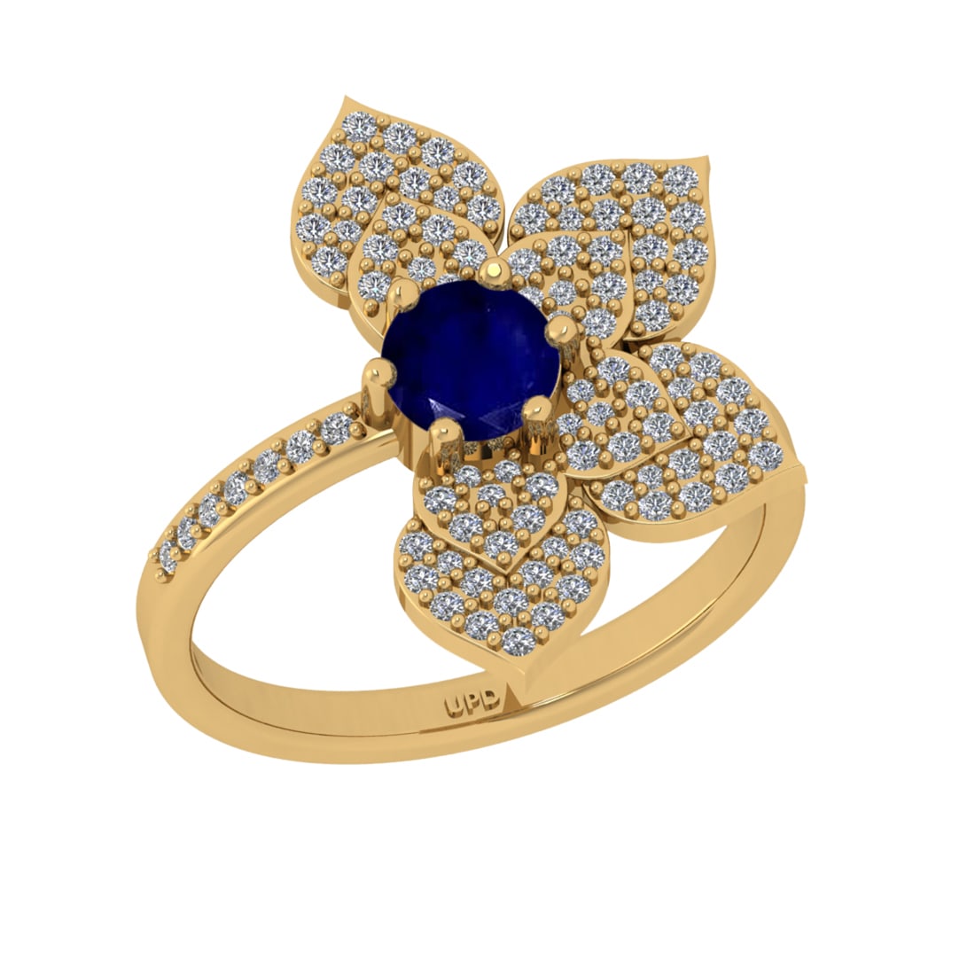 0.92 Ctw VS/SI1 Blue sapphire and Diamond Prong Set 14K Yellow Gold Engagem: Center stone Weight :-: 0.50 Ctw ( Round Cut) Color :- Blue sapphire Center Stone Setting : Prong Side Diamond Weight Of Ctw 0.42 Ctw Color : J-K Clarity : VS/SI1 Stone Setting : Prong Metal Weight : 