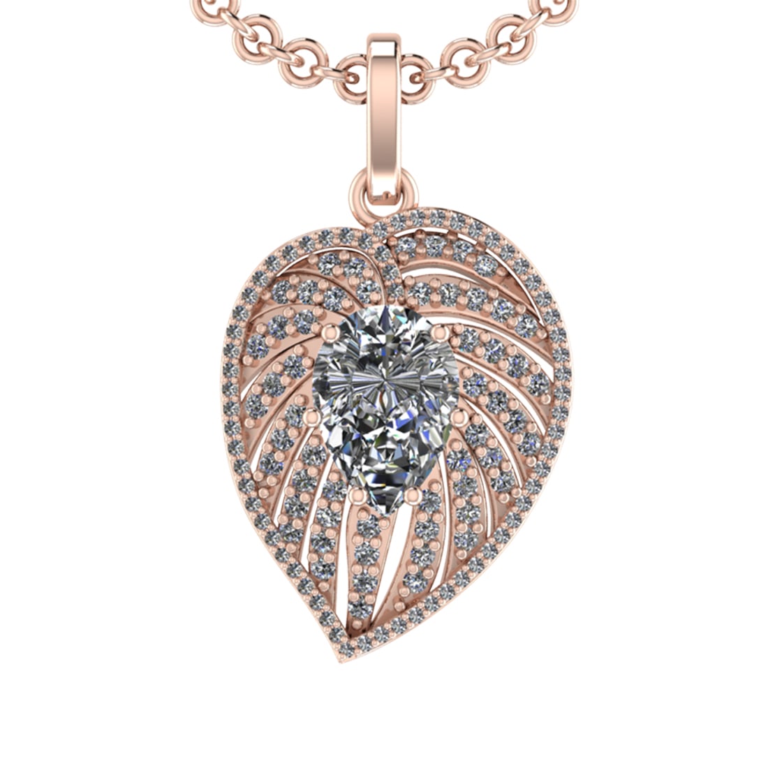 3.10 Ctw VS/SI1 Diamond 14k Rose Gold Pandant (ALL DIAMOND ARE LAB GROWN ) (1 of 1)
