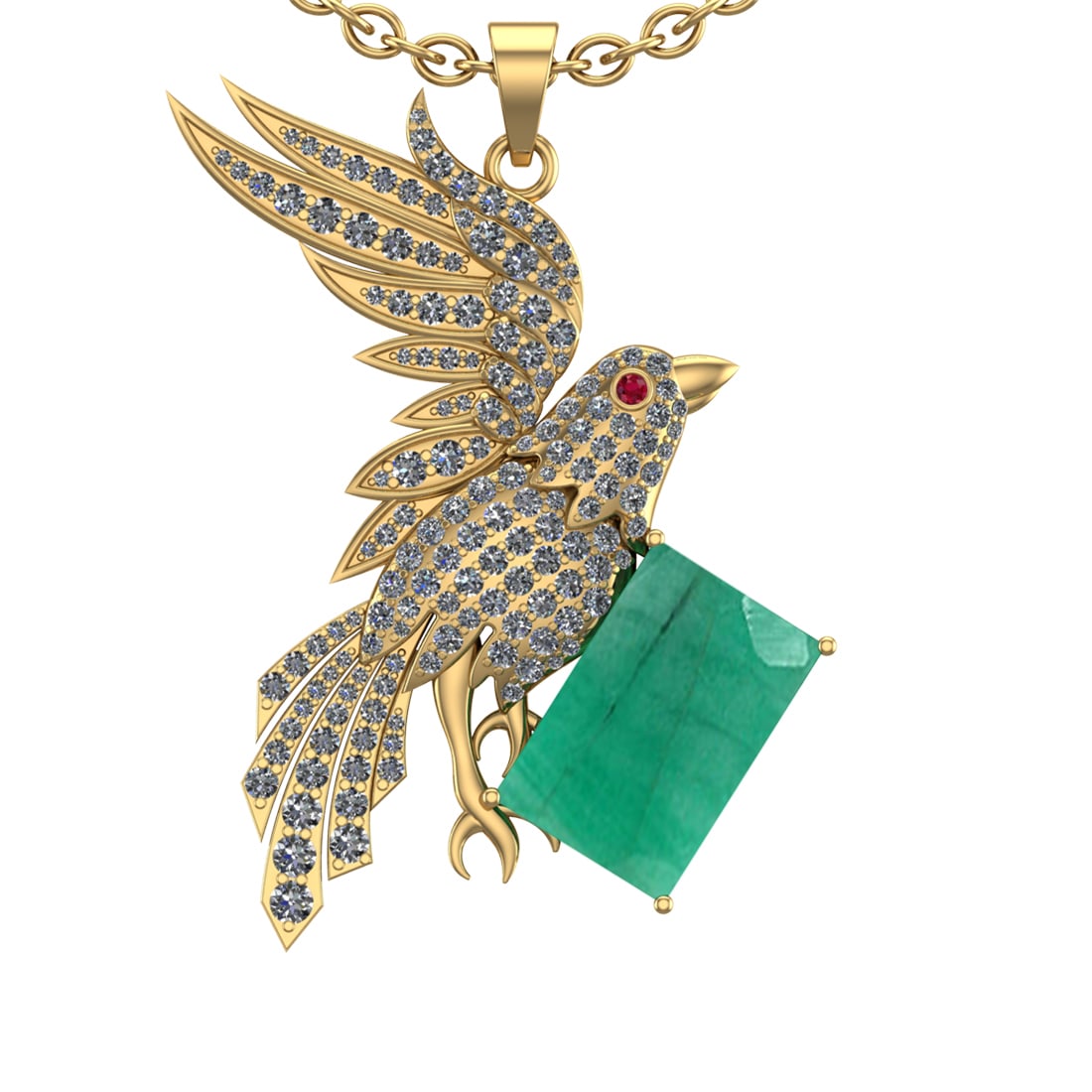 9.27 Ctw VS/SI1 Emerald and Diamond 14K Yellow Gold Pendant (ALL DIAMOND AR: Center Stone Weight :-6.46 Ctw ( Emerald Cut) Color :- Emerald Setting : Prong Side Diamond Weight Of Ctw 2.81 Ctw Color : J-K Clarity : VS/SI1 Stone Setting : Prong Metal Weight : Approx 14.90 gram 1