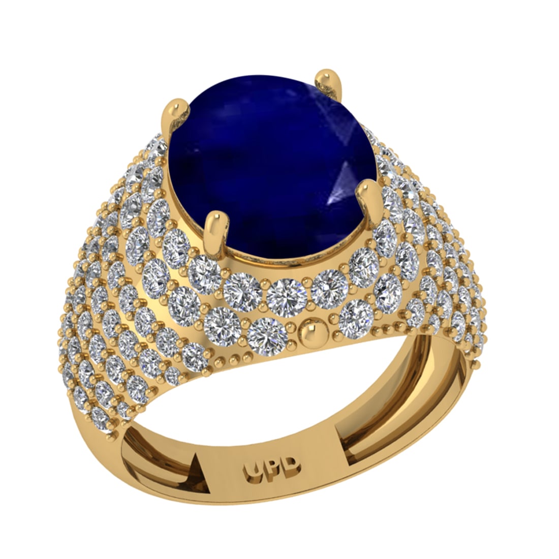 6.72 Ctw VS/SI1 Blue Sapphire And Diamond 14K Yellow Gold Engagement Ring: Center Stone Weight : 4.50 Ctw (Oval Cut ) Center Stone Color : Blue Sapphire Stone Setting : Prong Side Diamond Weight Of Ctw 2.22 Ctw Side Stone Color : G-H Stone Clarity : VS/SI1 Stone Setting :