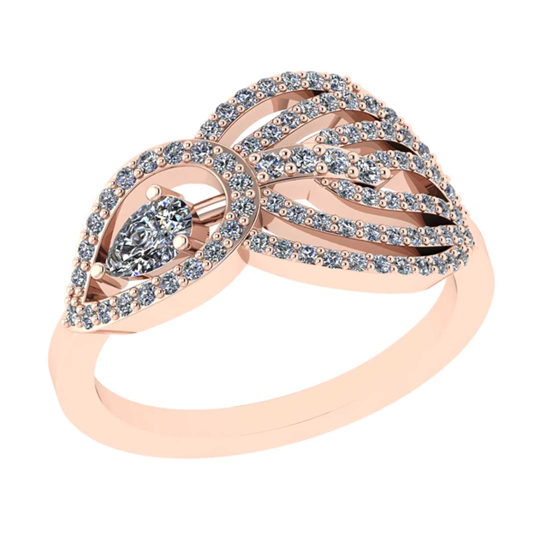 0.67 Ctw VS/SI1 Diamond 14K Rose Gold Vintage Style Engagement Ring: Center Diamond Weight : 0.25 Ctw (Pear Cut) Center Color :-G-H Center Stone Clarity :- VS/SI1 Center Stone Setting : Prong Side Stone Weight Of Ctw 0.42 Ctw Side Stone Color : G-H Stone Clarity : VS/S