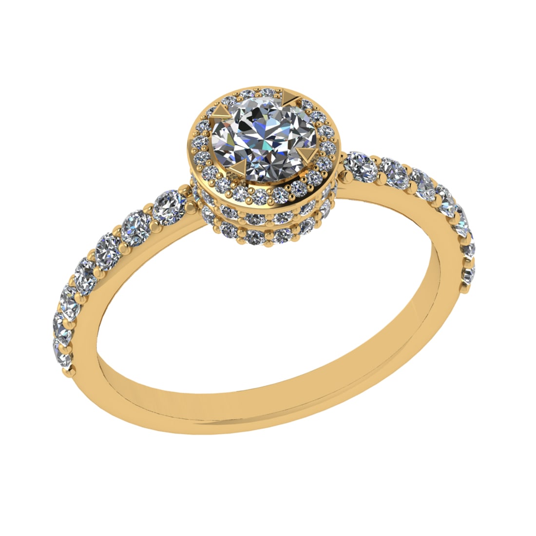 1.21 Ctw VS/SI1 Diamond Prong Set 14k Yellow Gold Engagement Ring (ALL DIAM: Center Daimond Weight :-0.50 Ctw ( Round Cut) Color : G-H Clarity : VS/SI1 Side Diamond Weight Of Ctw 0.71 Ctw Color : G-H Clarity : VS/SI1 Daimond Setting : Prong Metal Weight : Approx 3.28 gram 14k 