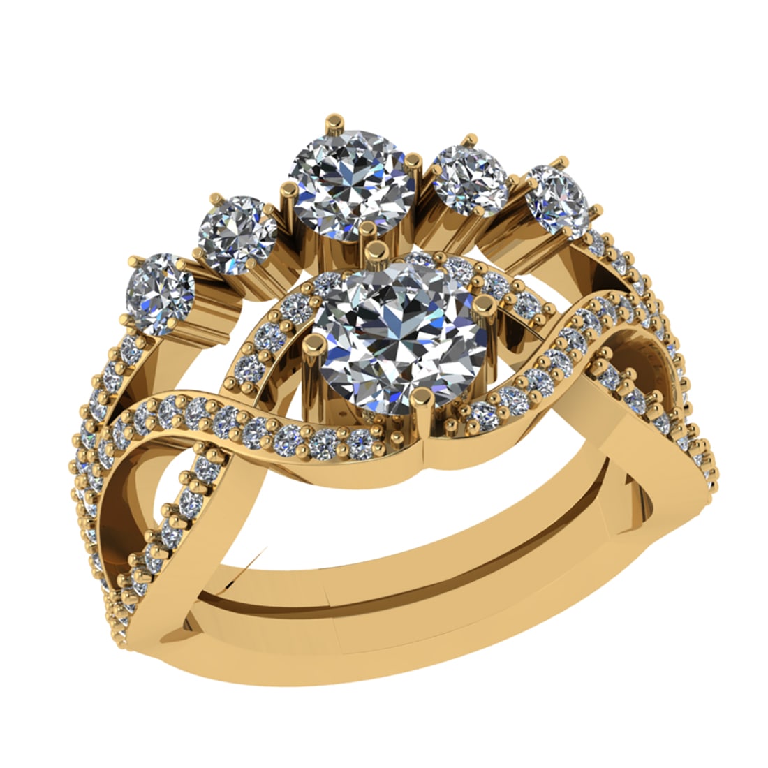 2.04 Ctw VS/SI1 Diamond 14k Yellow Gold Engagement Ring(ALL DIAMOND ARE LAB: Center Daimond Weight :-1.20 Ctw ( Round Cut) Color : G-H Clarity : VS/SI1 Side Diamond Weight Of Ctw 0.84 Ctw Color : G-H Clarity : VS/SI1 Daimond Setting : Prong Metal Weight : Approx 6.64 gram 14k 