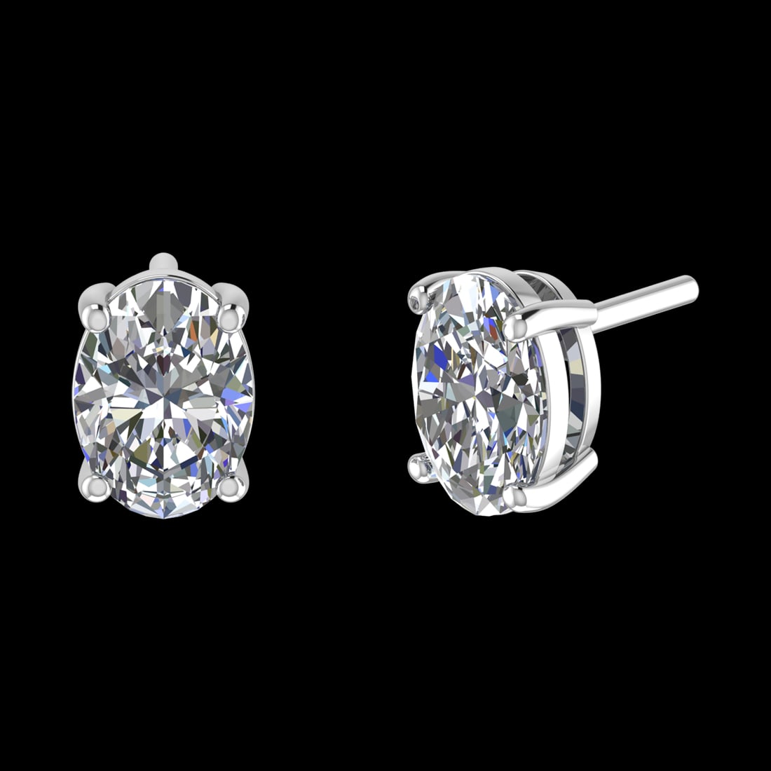 4.00 Ctw VS/SI1 Diamond 14k White Gold Stud Earrings (ALL DIAMOND ARE LAB G: Center Diamond Weight :-4.00 Ctw ( 2 Pec Oval Cut ) Color :-G-H (ALL DIAMOND ARE LAB GROWN ) Clarity : VS/SI1 Setting : Prong Metal Weight : Approx 2.80 Gram 14k White Gold Stud Earrings (ALL DIAMOND 