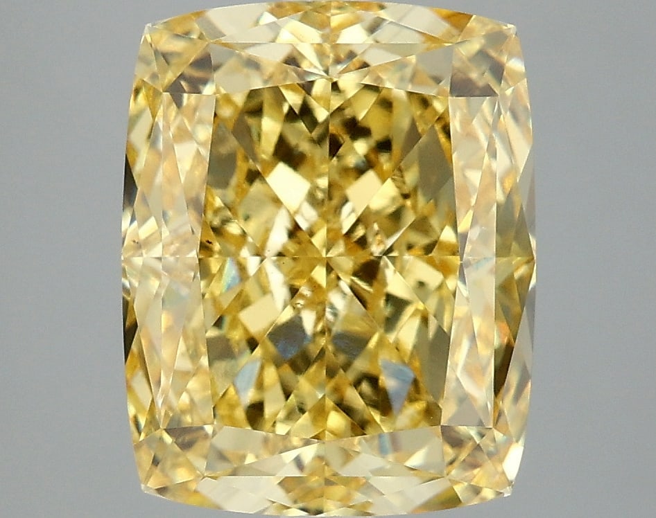 5.06 ct Cushion Cut Lab Grown Diamond: IGI Certified Cushion Cut Loose Diamond (LAB GROWN) - Weight: 5.06 ctw; Color: Fancy Vivid Yellow; Clarity: VS1 #3SS54869v16