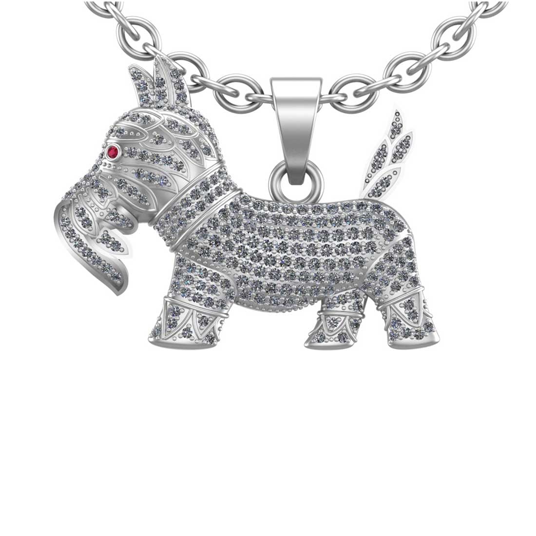 1.38 Ctw VS/SI1 Diamond 10K White Gold Necklace (ALL DIAMOND ARE LAB GROWN: Eye stone weight :0.02 eye stone color :- Ruby Total Diamond Weight : 1.36 Ctw (Round cut) Center Diamond Color :- J-K Center Clarity : VS/SI1 Stone Setting : Prong Metal Weight : Approx 8.90 Gram 10K