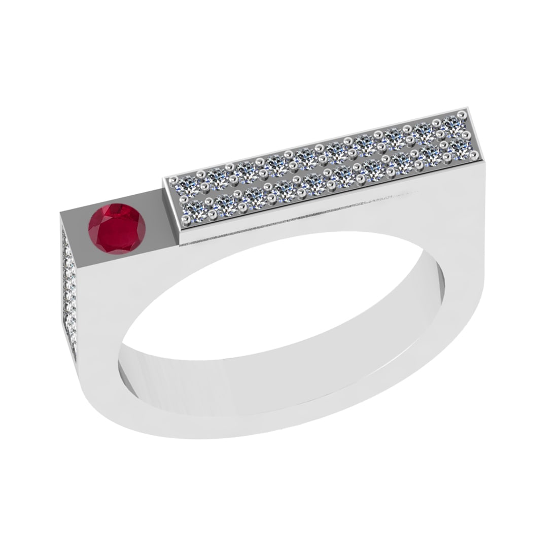 0.48 Ctw VS/SI1 Ruby and Diamond 14K White Gold Engagement Ring (ALL DIAMON: Center stone Weight :-0.10 Ctw ( Round Cut) Center Stone Color :- Ruby Center Stone Setting : Prong Side Diamond Weight Of Ctw 0.38 Ctw Color : G-H Clarity : VS/SI1 Stone Setting : Prong Metal Weight 