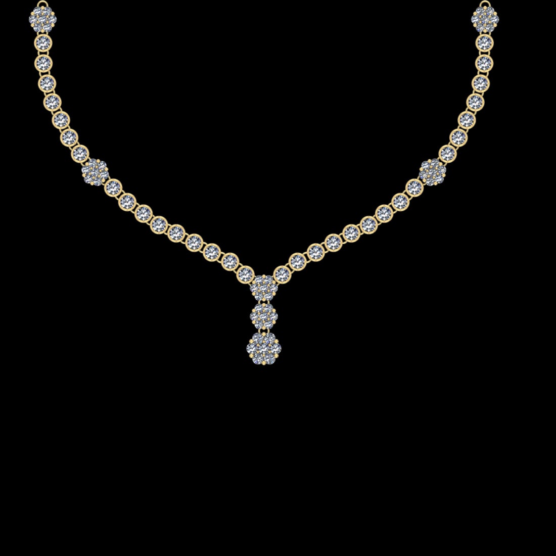 116.18 Ctw VS/SI1 Diamond 10K Yellow Gold Necklace Set (ALL DIAMOND ARE LAB: Total Daimond Weight :-116.18 Ctw Color : G-H Clarity : VS/SI1 Setting : Prong Metal Weight : Approx 116.34 gram 10K Yellow Gold Necklace Set #3SS23168v15