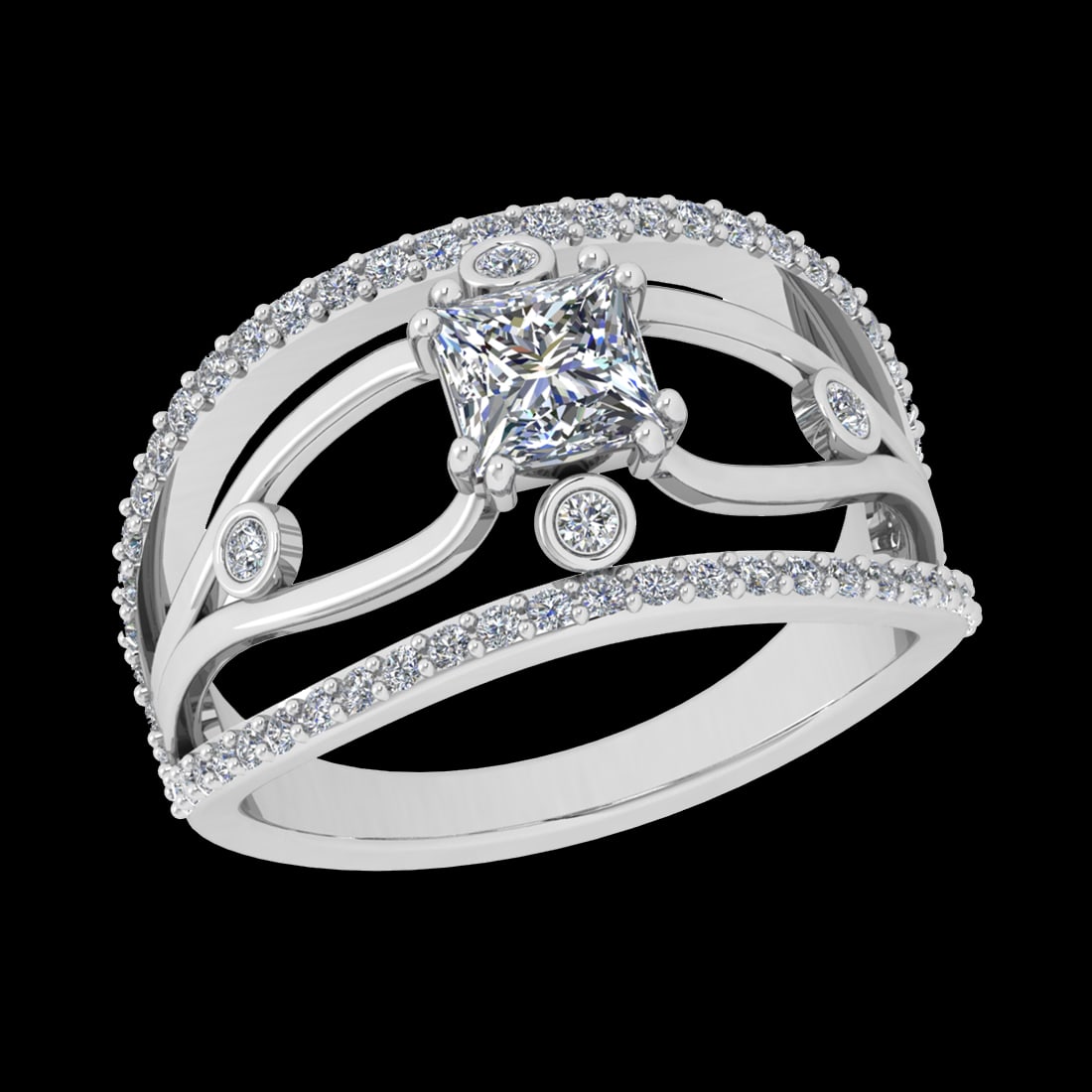 1.27 Ctw VS/SI1 Diamond 10k white Gold Engagement Ring (ALL DIAMOND ARE LAB: Center Daimond Weight :-0.75 Ctw ( Princess Cut) Color : J-K Clarity : VS/SI1 Side Diamond Weight Of Ctw 0.52 Ctw Color : J-K Clarity : VS/SI1 Daimond Setting : Prong Metal Weight : Approx 4.91 gram 1