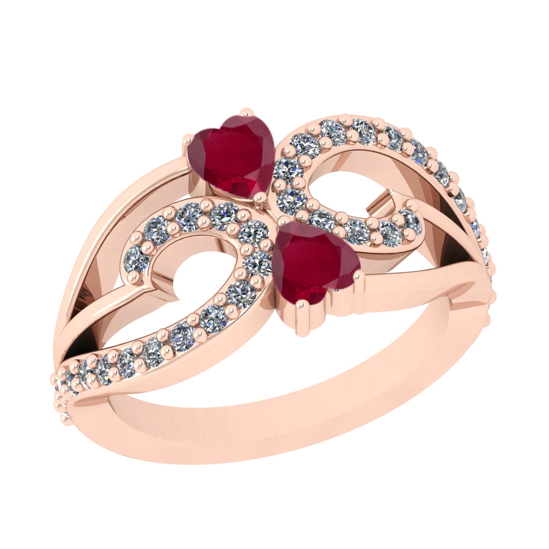 1.01 Ctw VS/SI1 Rubyand Diamond Prong Set 14k Rose Gold Engagement Ring: Center Stone Weight :-0.50 Ctw ( Heart Cut ) Center Stone Color :-Ruby Center Stone Setting : Prong Side Diamond Weight Of Ctw :- 0.51 Ctw Color : J-K Clarity : VS/SI1 Daimond Setting : Prong Metal We