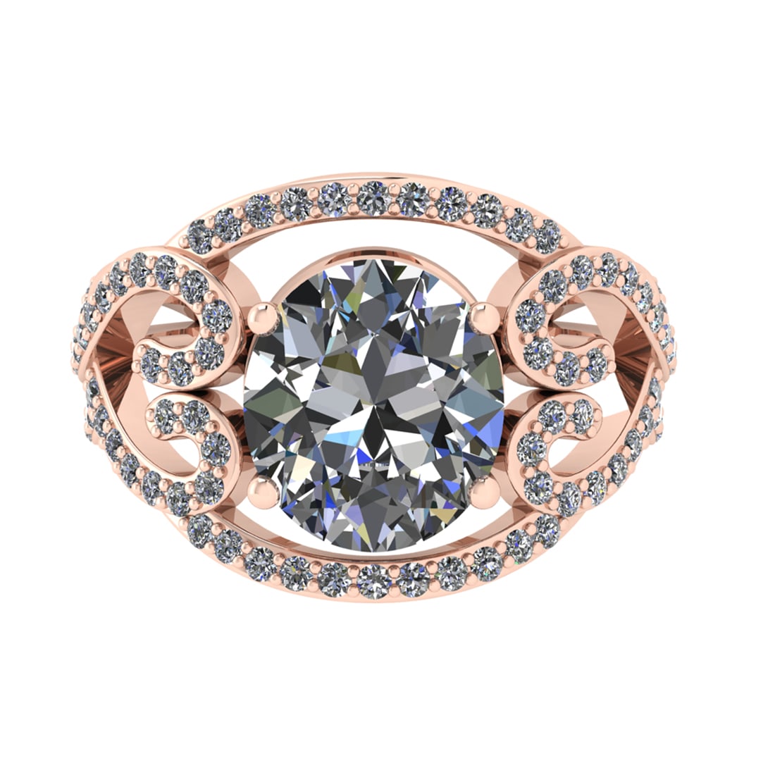 3.63 Ctw SI2/SI1 Diamond Prong Set 14k Rose Gold Engagement Ring