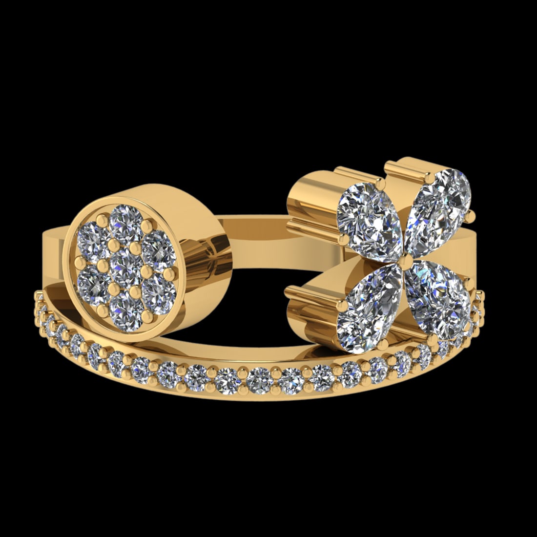 1.49 Ctw VS/SI1 Diamond 10k Yellow Gold Engagement Ring (ALL DIAMOND ARE LA