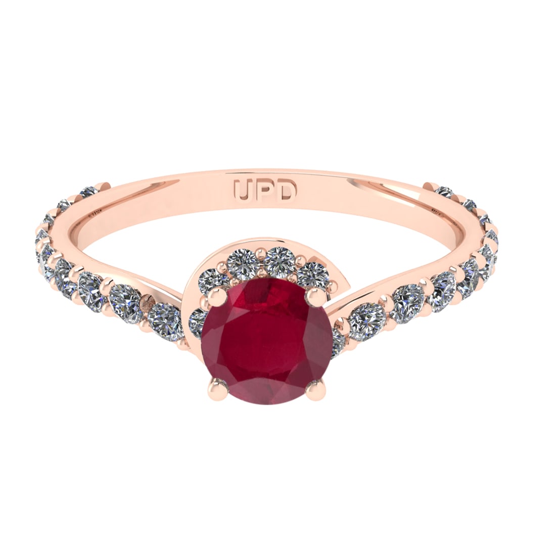 1.67 Ctw VS/SI1 Ruby and Diamond 14k Rose Gold Engagement Ring (ALL DIAMOND